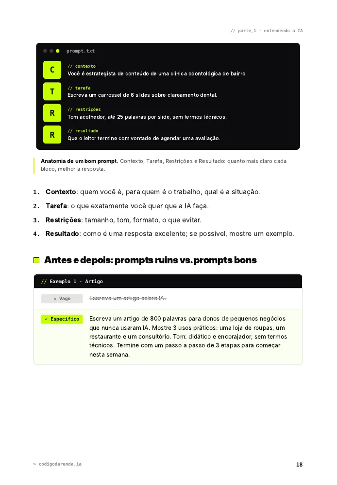 Página do capítulo 4 com a fórmula de prompt C.T.R.R.